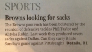 Cleveland Newspaper Headline Inadvertently Says Browns Have No Balls